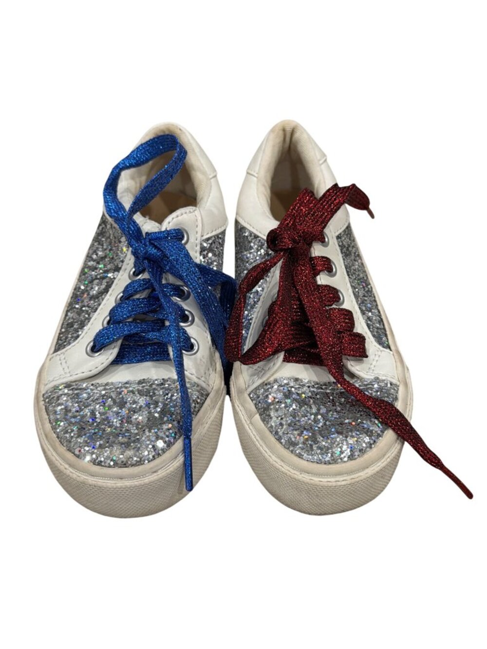 Kids Glitter Sneakers With Red & Blue Sparkly Laces Size 11 Childrens Place Bran